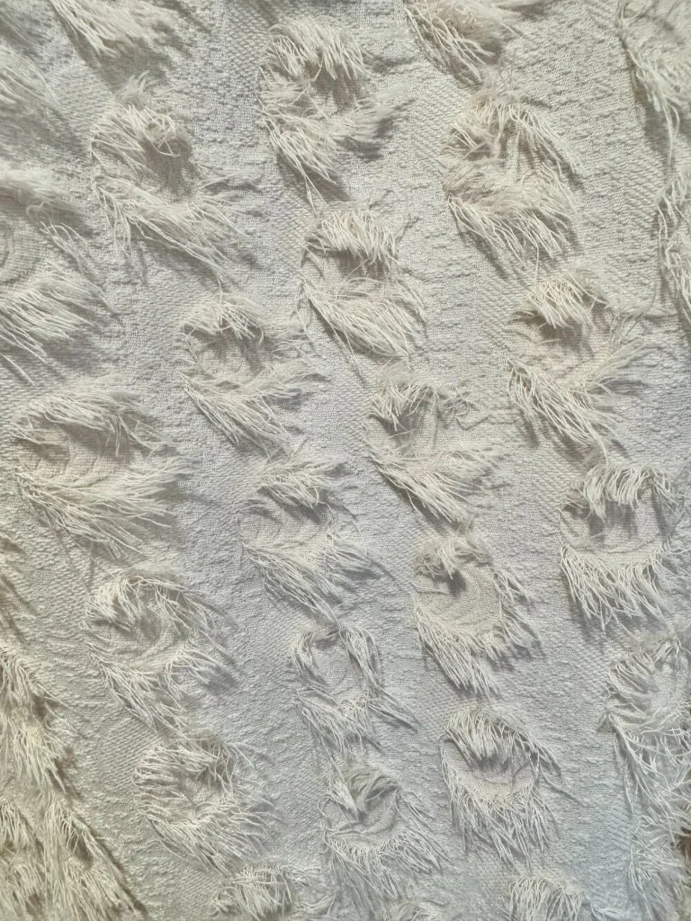 Zara Cream Jacquard Fringed Top Size M